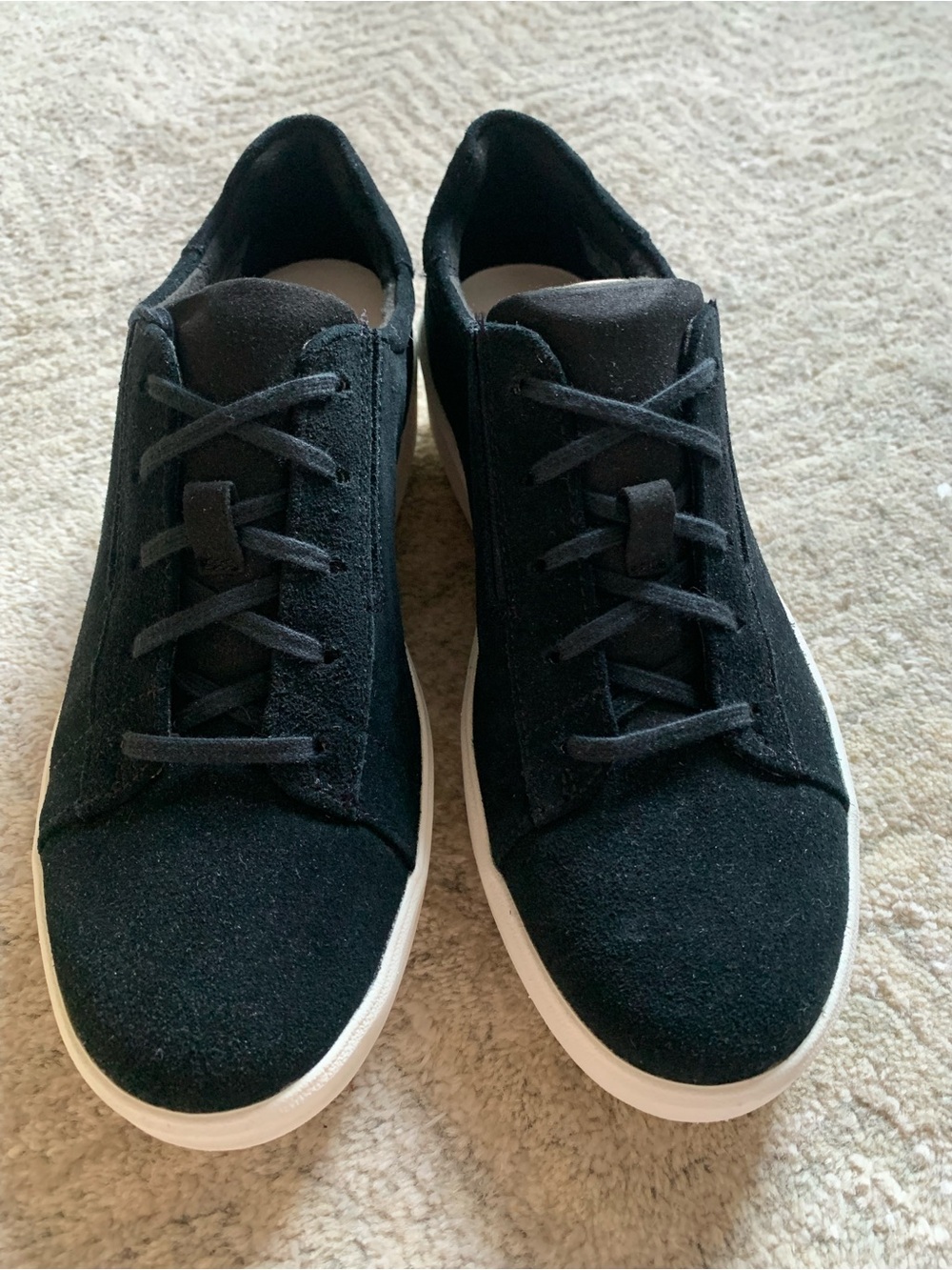 Clarks Black Suede Sneakers with White Sole